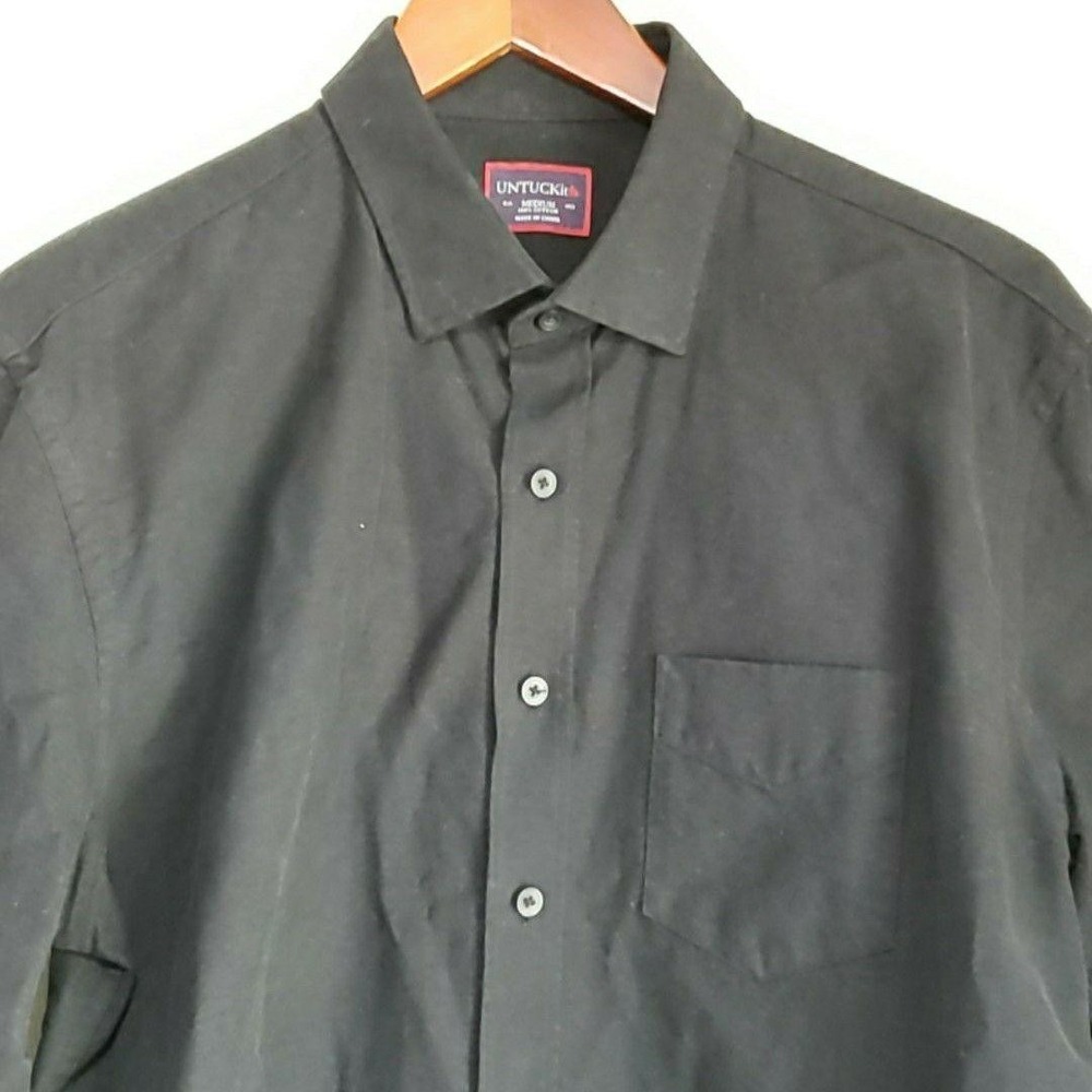 UNTUCKit Shirt Mens Medium Black Solid Long Sleeve 100% Cotton Button-Up Casual